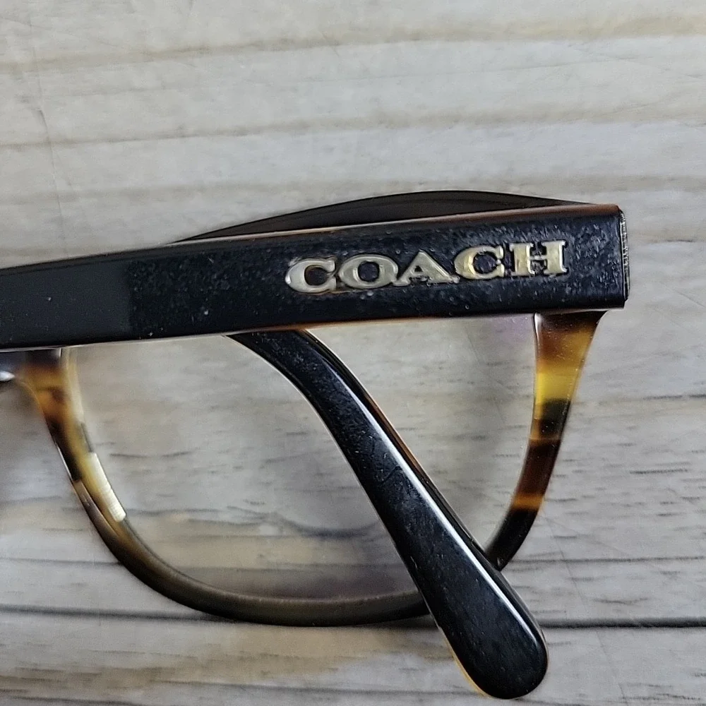 Coach HC6103 5443 Cat Eye Black Tort‎ Gltr Varsity Stripe Womens Eyeglasses 54mm
